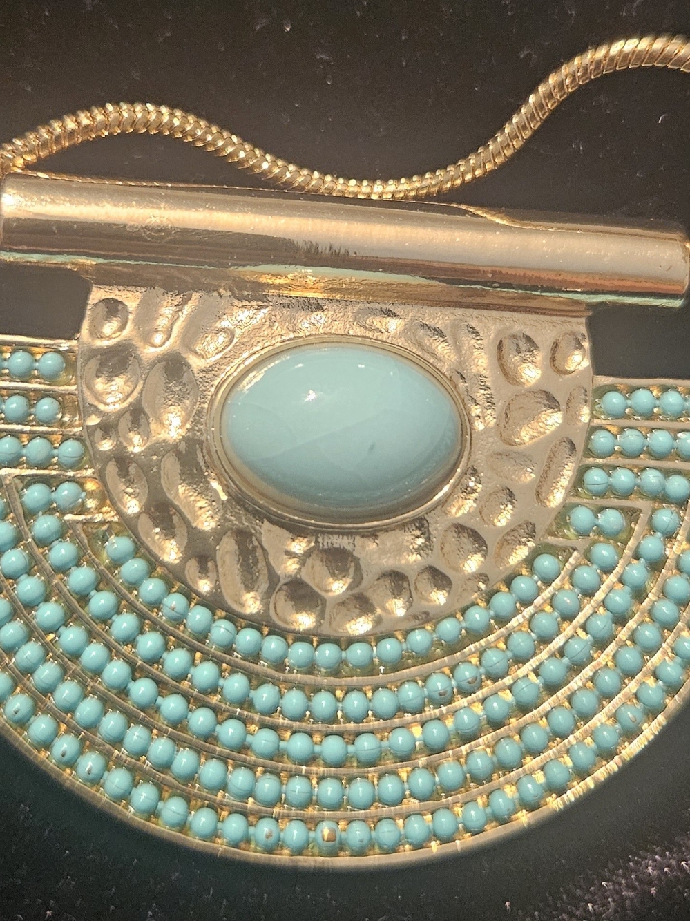 Gold-Tone Turquoise Pendant Necklace - Women Jewelry